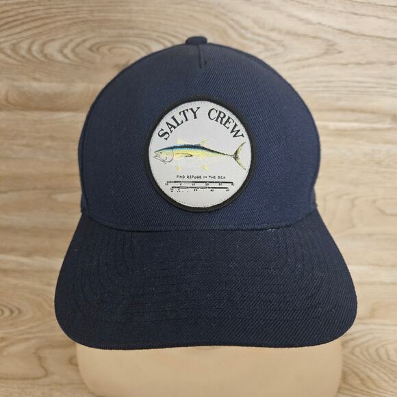 Salty Crew Baseball Cap Snapback Trucker Hat Yellowtail Ahi Tuna Logo Yupoong - Picture 1 of 9